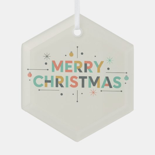 Mid-Century Merry Christmas – Retro Style Ornament Aus Glas (Vorderseite)