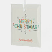 Mid-Century Merry Christmas – Retro Style Ornament Aus Glas (Vorderseite links)