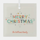 Mid-Century Merry Christmas – Retro Style Ornament Aus Glas (Vorderseite)