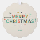 Mid-Century Merry Christmas – Retro Style Ornament Karte (Vorderseite)