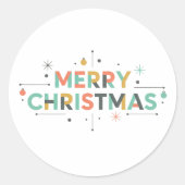 Mid-Century Merry Christmas – Retro Style Runder Aufkleber (Vorderseite)