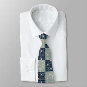 Mid-Century Mint & Navy Atomic Starburst  Krawatte