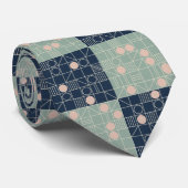 Mid-Century Mint & Navy Atomic Starburst  Krawatte (Gerollt)