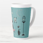 Mid Century Mischief / Katze mit roten Pfoten II B Milchtasse (Rechte Ecke)