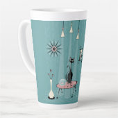Mid Century Mischief / Katze mit roten Pfoten II B Milchtasse (Linke Ecke)