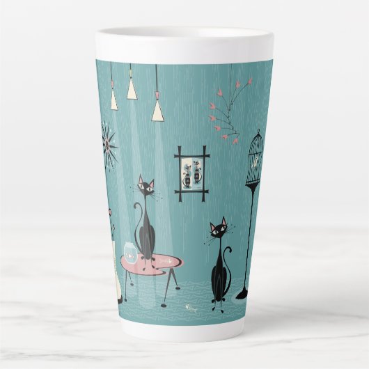 Mid Century Mischief / Katze mit roten Pfoten II B Milchtasse (Vorderseite)