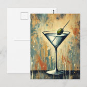 Mid-Century-Mischtechnik-Martini-Kunst Postkarte (Vorne/Hinten)