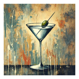 Mid Century Mixed Media Martini Art Fotodruck
