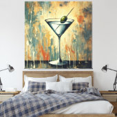 Mid Century Mixed Media Martini Art Leinwanddruck (Insitu (Schlafzimmer))