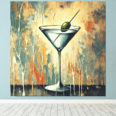 Mid Century Mixed Media Martini Art Leinwanddruck (Insitu (Holzboden))