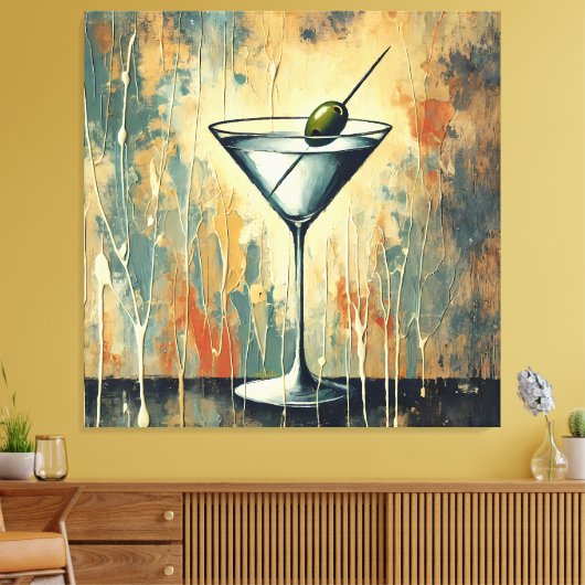Mid Century Mixed Media Martini Art Leinwanddruck (Insitu (Wohnzimmer))