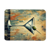 Mid Century Mixed Media Martini Art Magnet (Horizontal)