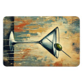 Mid Century Mixed Media Martini Art Magnet (Horizontal)