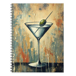 Mid Century Mixed Media Martini Art Notizblock