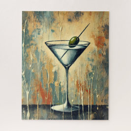 Mid Century Mixed Media Martini Art Puzzle