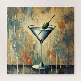 Mid Century Mixed Media Martini Art Puzzle