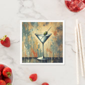 Mid Century Mixed Media Martini Art Serviette (Beispiel)
