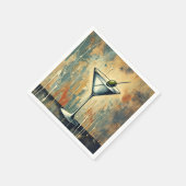 Mid Century Mixed Media Martini Art Serviette (Ecke)