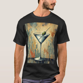 Mid Century Mixed Media Martini Art T-Shirt