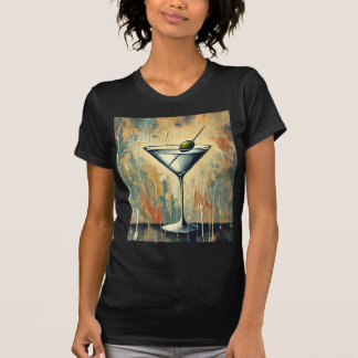 Mid Century Mixed Media Martini Art T-Shirt