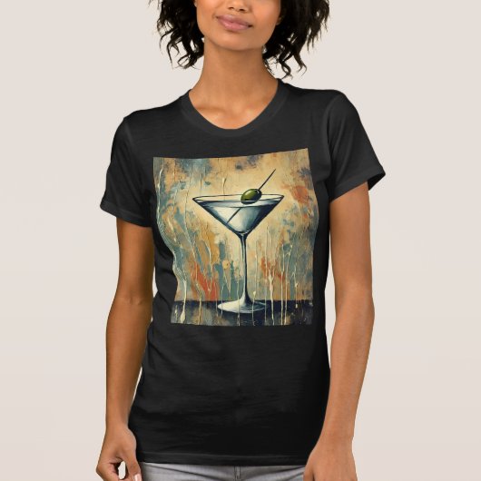 Mid Century Mixed Media Martini Art T-Shirt (Vorderseite)