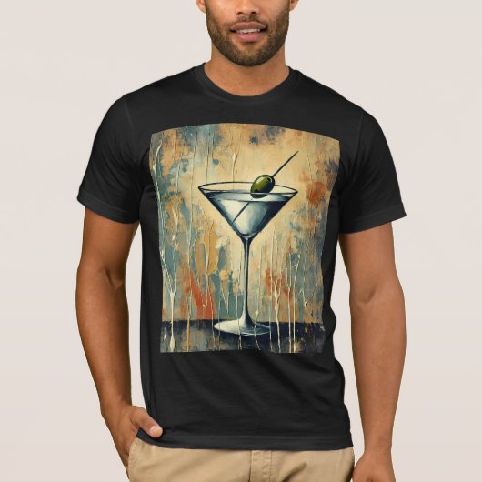 Mid Century Mixed Media Martini Art T-Shirt (Vorderseite)