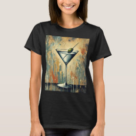 Mid Century Mixed Media Martini Art T-Shirt
