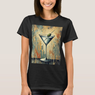 Mid Century Mixed Media Martini Art T-Shirt
