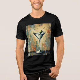 Mid Century Mixed Media Martini Art Tri-Blend Shirt