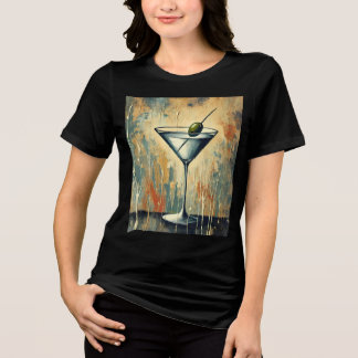 Mid Century Mixed Media Martini Art Tri-Blend Shirt