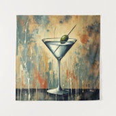 Mid Century Mixed Media Martini Art Wandteppich (Vorderseite)
