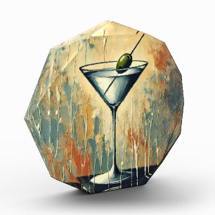 Mid Century Mixed Media Martini Kunst Fotoblock