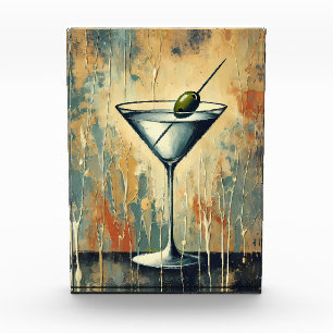 Mid Century Mixed Media Martini Kunst Fotoblock