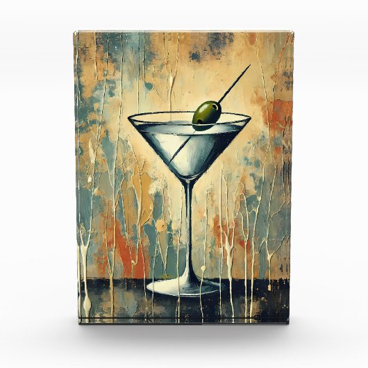 Mid Century Mixed Media Martini Kunst Fotoblock (Vorderseite)