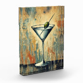 Mid Century Mixed Media Martini Kunst Fotoblock (Links)