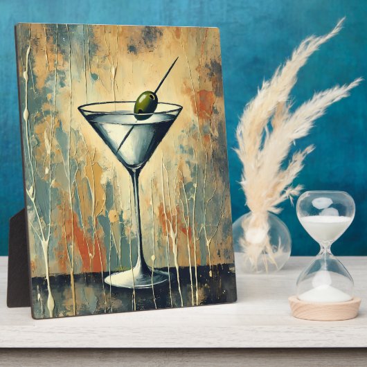 Mid Century Mixed Media Martini Kunst Fotoplatte (Seite)