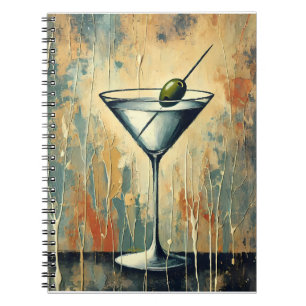 Mid Century Mixed Media Martini Kunst Notizblock