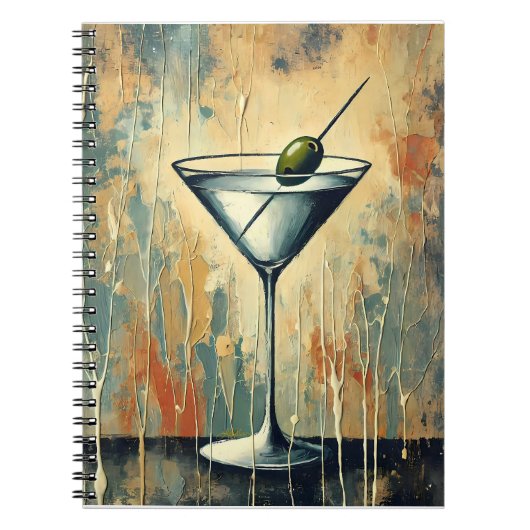 Mid Century Mixed Media Martini Kunst Notizblock (Vorderseite)