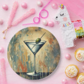 Mid Century Mixed Media Martini Kunst Pappteller (Party)