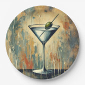 Mid Century Mixed Media Martini Kunst Pappteller (Vorderseite)