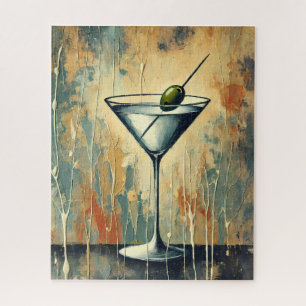 Mid Century Mixed Media Martini Kunst Puzzle