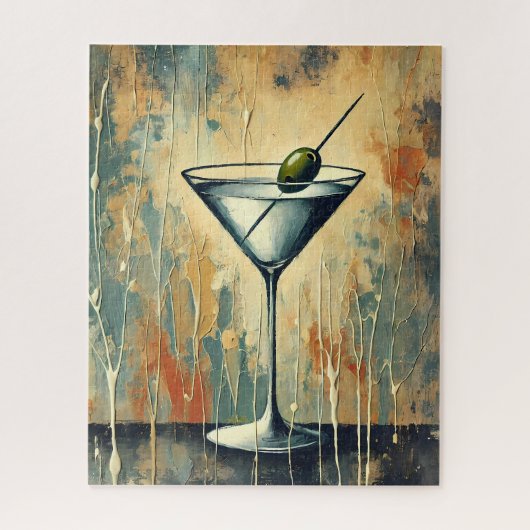 Mid Century Mixed Media Martini Kunst Puzzle (Vertikal)
