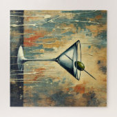 Mid Century Mixed Media Martini Kunst Puzzle (Horizontal)