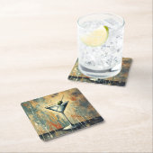 Mid Century Mixed Media Martini Kunst Rechteckiger Pappuntersetzer (Vor Ort)