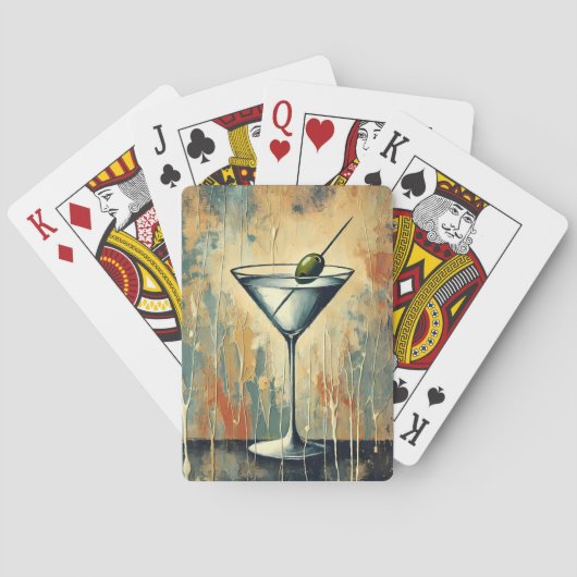 Mid Century Mixed Media Martini Kunst Spielkarten (Rückseite)