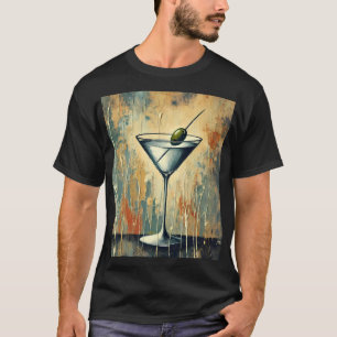 Mid Century Mixed Media Martini Kunst T-Shirt