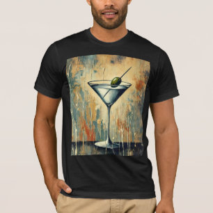 Mid Century Mixed Media Martini Kunst T-Shirt