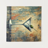 Mid Century Mixed Media Martini Kunst Wandteppich (Vorderseite (Horizontal))