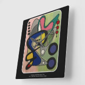 'Mid-Century Mod Abstract, Astro Picnic' painting Quadratische Wanduhr (Winkel)
