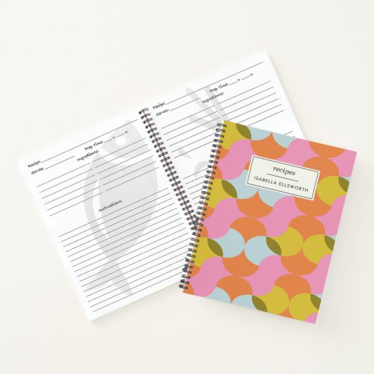 Mid Century Mod Abstrakte Formen Pastelrezeptur Notizblock (Innenseite)